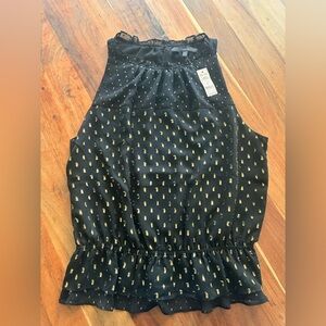 White House Black Market Black Top with Gold Accents